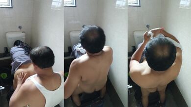 Horny uncle indian porn viral MMS clip fucking toilet
